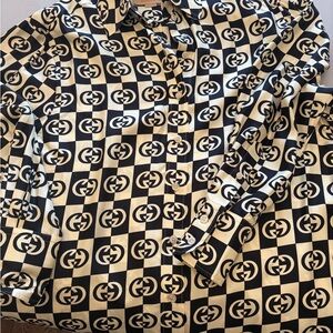 The Gucci North Face collab Black and Cream Patterned Shirt